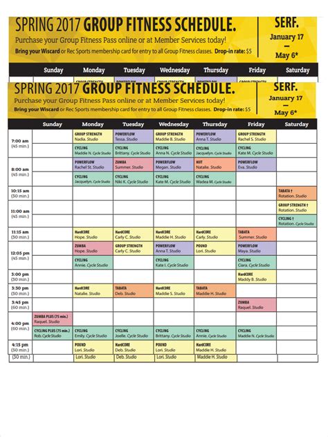 Group Exercise & Facility Schedules .